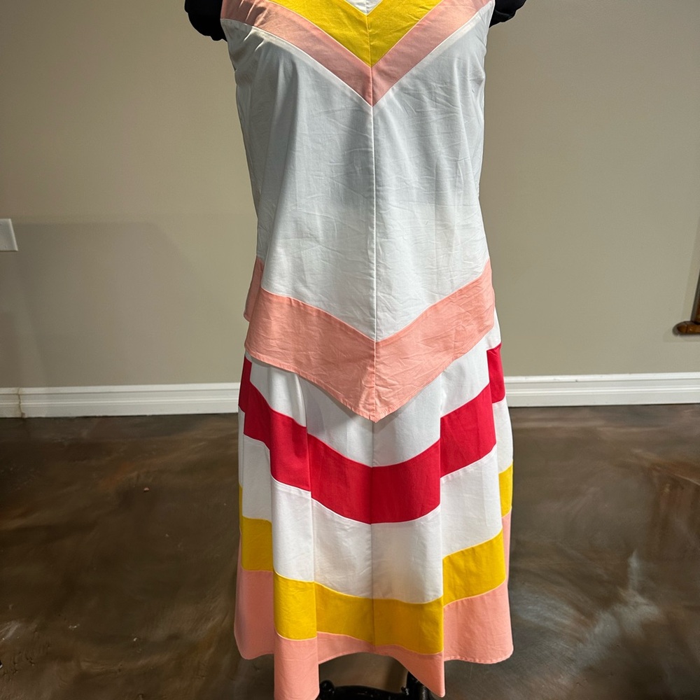 New York & Company Multicolor Chevron Midi Dress